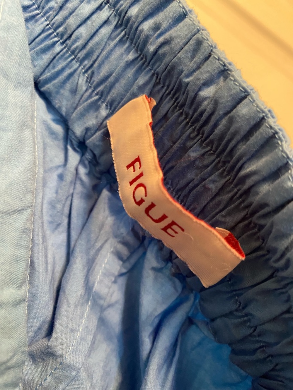 FIGUE COTTON Women's Blue Embroidered Wide-Leg Pants size S paper tag missing - Picture 5 of 5